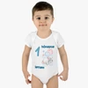 Kék elefántos mérföldkő baba body