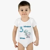 Kék elefántos mérföldkő baba body