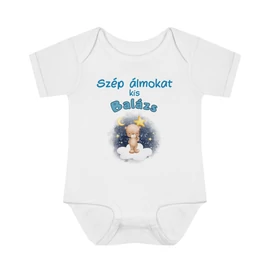 Szép álmokat macis névre szóló baba body - kék