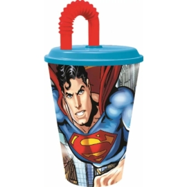 Superman szívószálas pohár, műanyag 430 ml