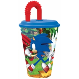 Sonic, a sündisznó szívószálas pohár, műanyag 430 ml