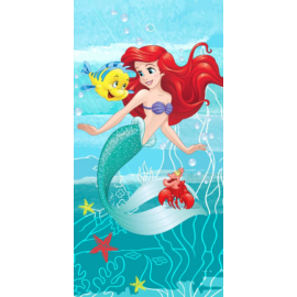 Disney Hercegnők, Ariel, Ficánka, Sebastian fürdőlepedő, strand törölköző 70*140cm
