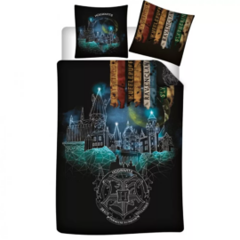 Harry Potter Hogwarts Enchanted Night ágyneműhuzat 140×200cm, 63×63 cm microfibre