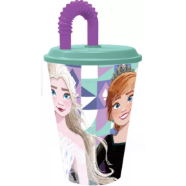 Disney Jégvarázs Ice Magic szívószálas pohár, műanyag 430 ml
