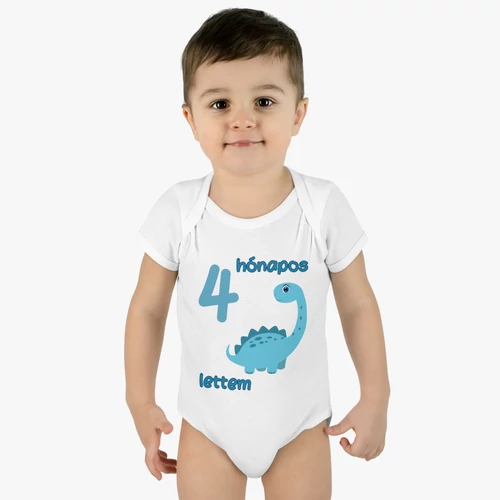 Kék dinoszaurusz mérföldkő baba body