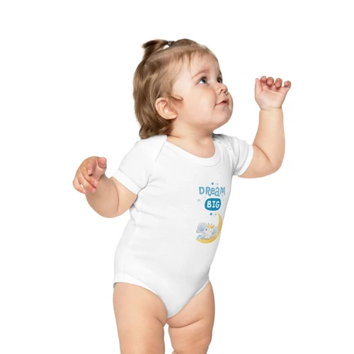 Dream big - Álmodj nagyot elefántos baba body kék