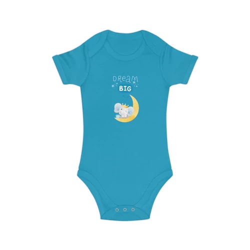 Dream big - Álmodj nagyot elefántos baba body kék