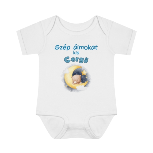 Szép álmokat macis névre szóló baba body - kék