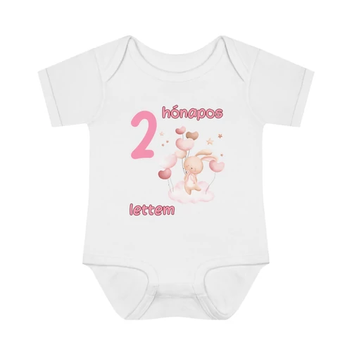 Rózsaszín nyuszis mérföldkő baba body