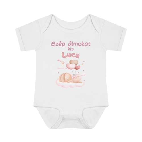 Szép álmokat nyuszis névre szóló baba body - rózsazsín