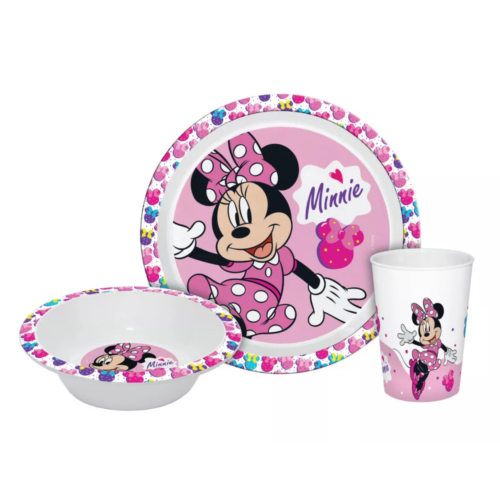 Disney Minnie Happy étkészlet, micro műanyag szett Dobozban